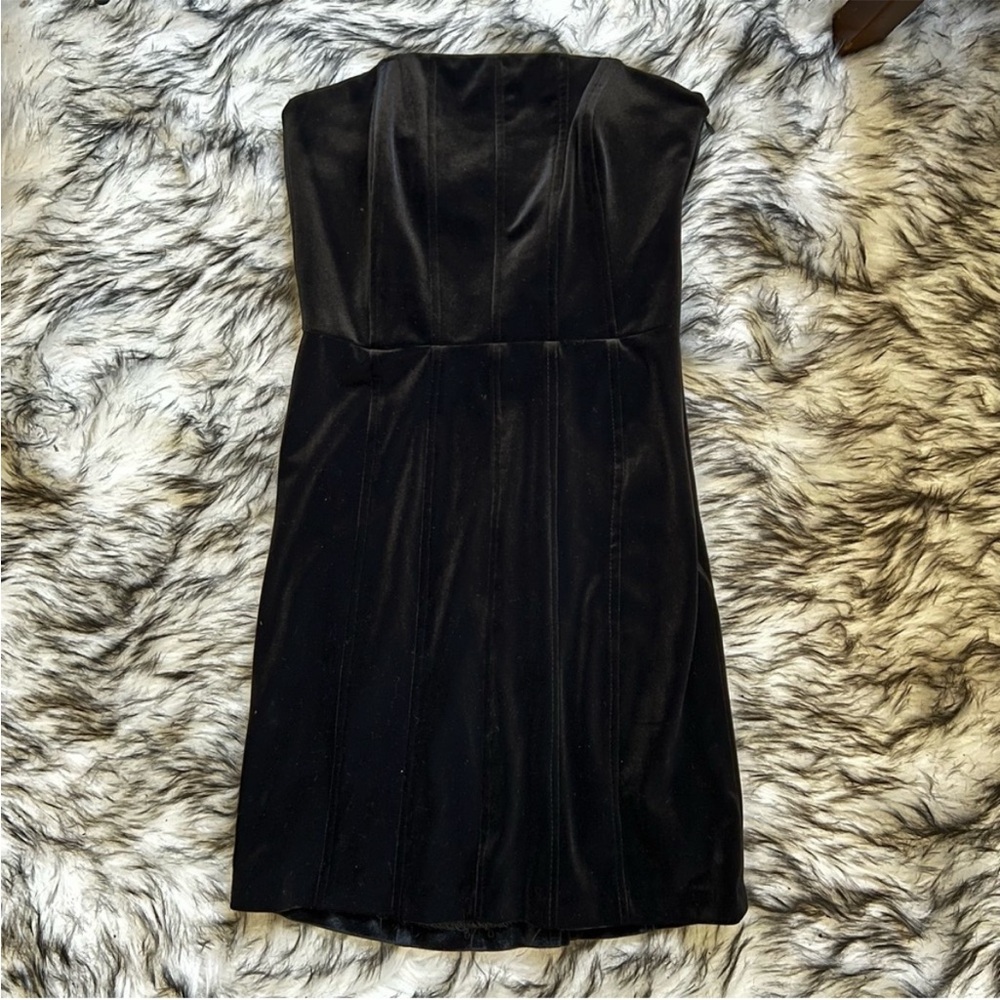 Zara Black Velvet Strapless Dress XS NWOT